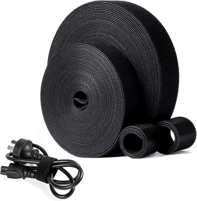 Oneleaf 2 Pack Fastening Cable Management Roll, Free Cutting Cable Straps, Double-Sided Hook and Loop Cable Ties Roll, Multi-Purpose Wire Management Tape for Home and Office - Image 1